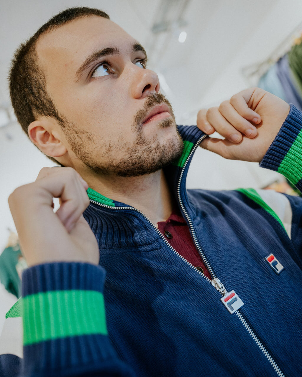 Fila Cortez Knitted Track Top - Navy/Green