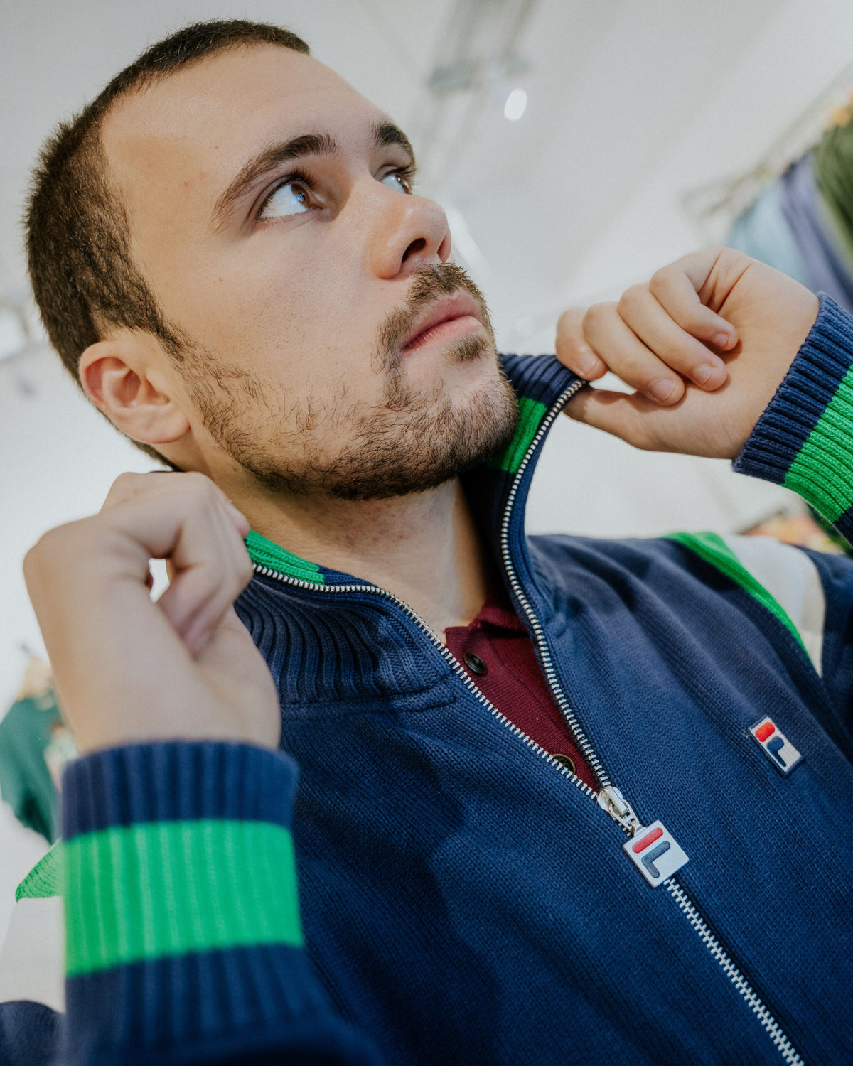Fila Cortez Knitted Track Top - Navy/Green
