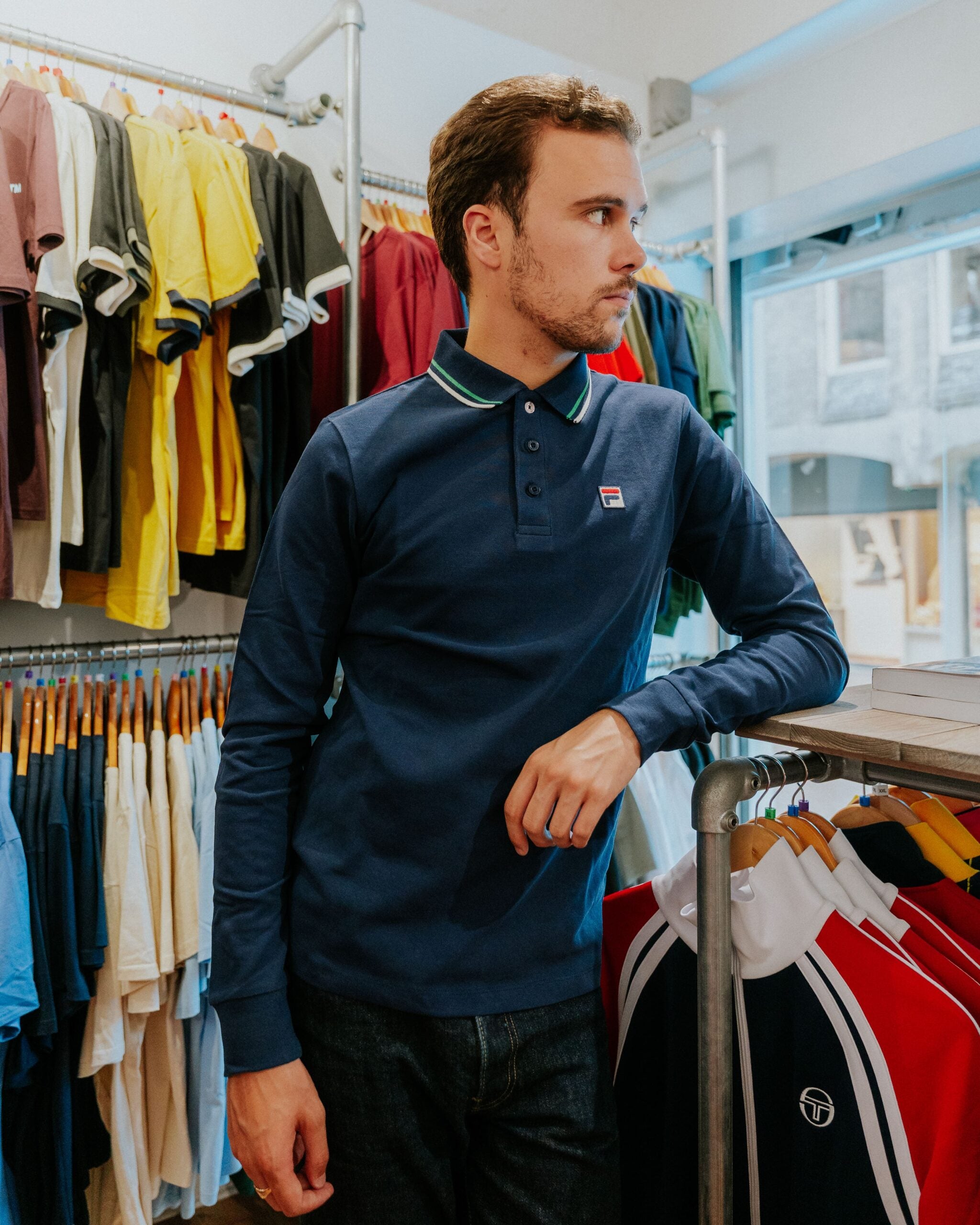 Fila Monte Long-Sleeve Polo - Navy