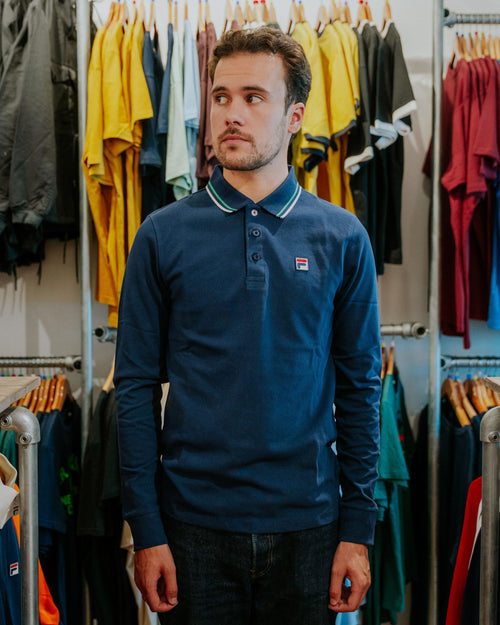 Fila Monte Long-Sleeve Polo - Navy