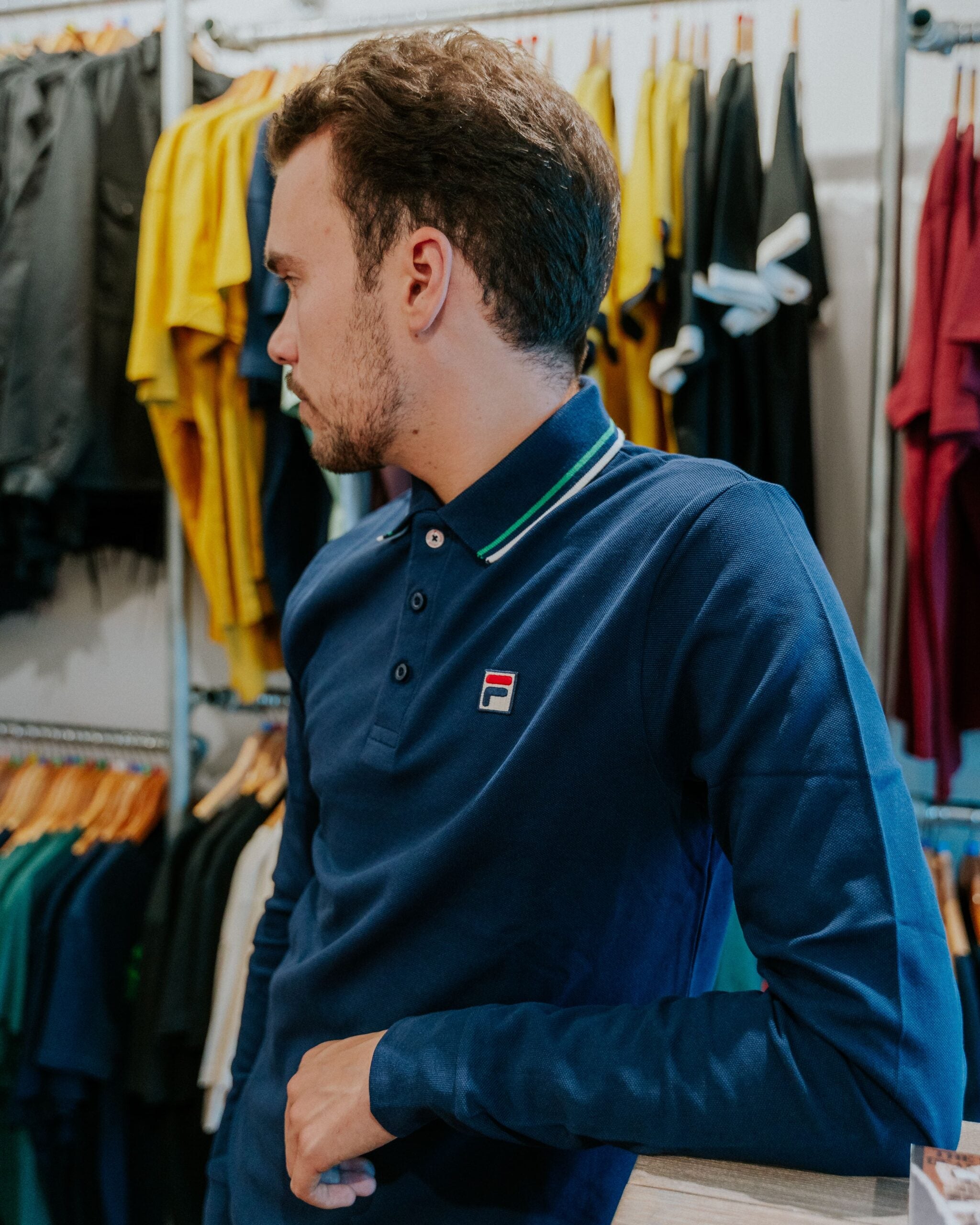 Fila Monte Long-Sleeve Polo - Navy