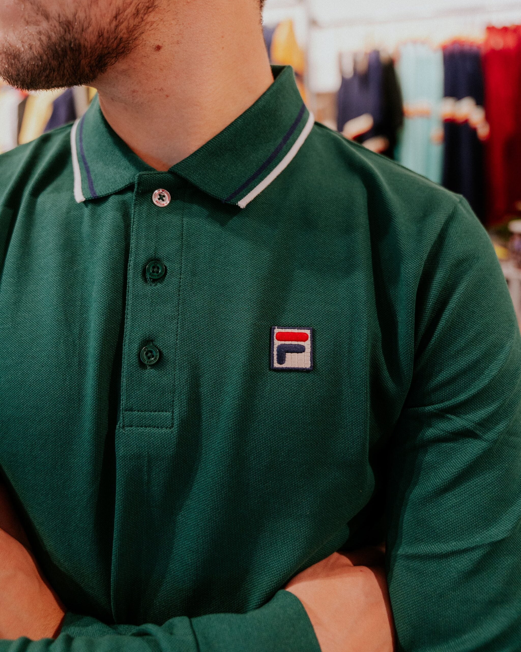 Fila Monte Long-Sleeve Polo - Forest Green