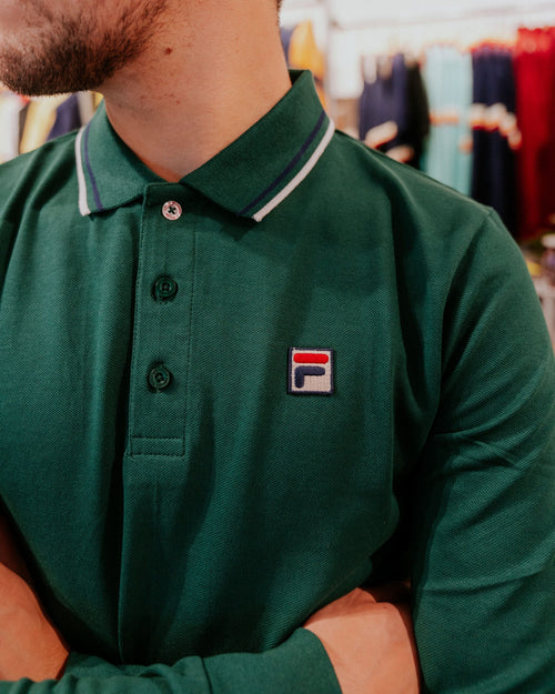 Fila Monte Long-Sleeve Polo - Forest Green