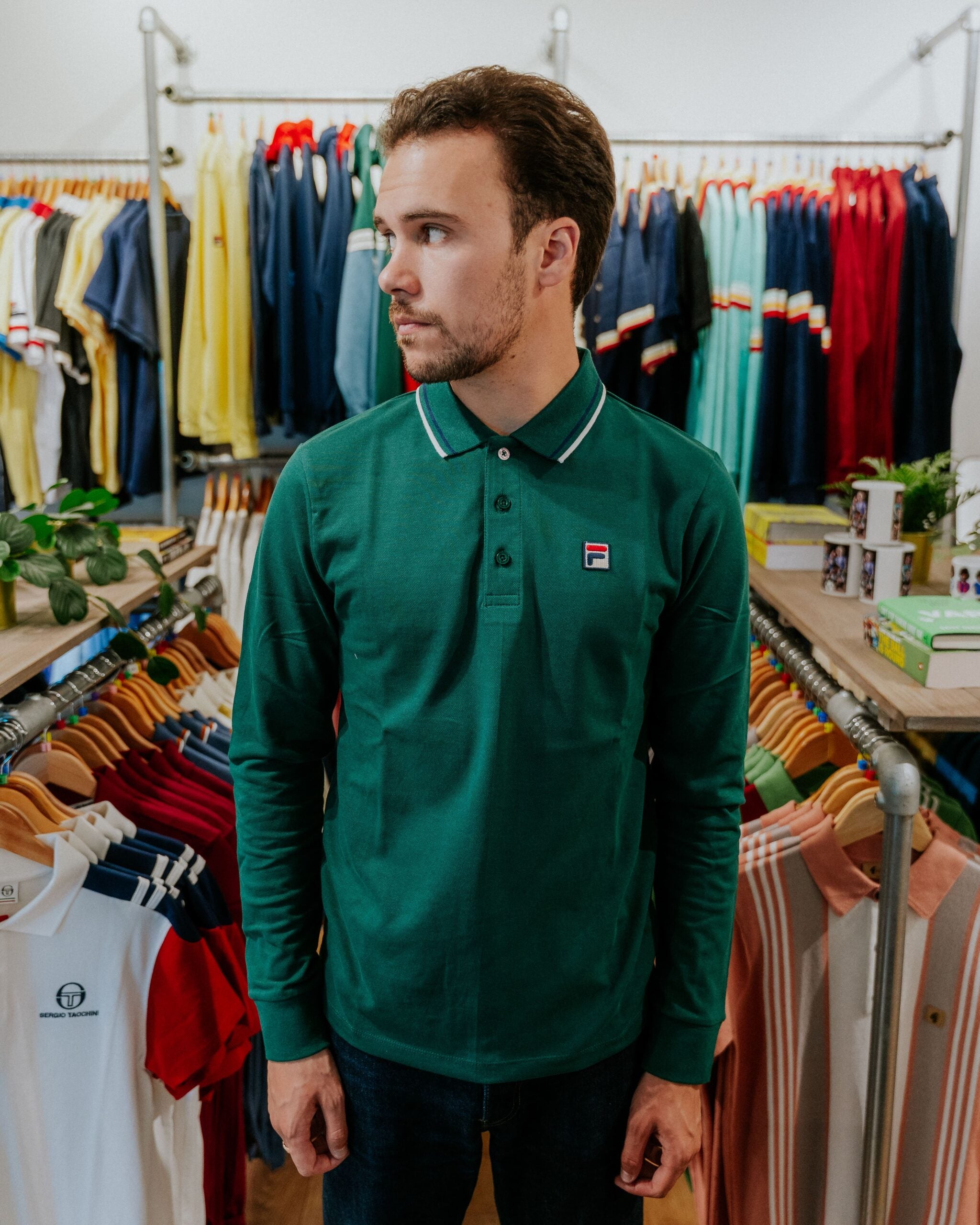 Fila Monte Long-Sleeve Polo - Forest Green