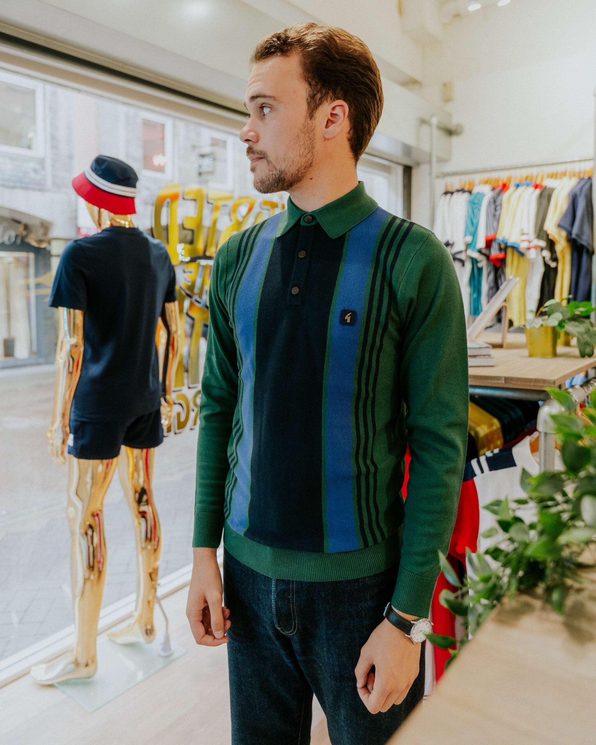 Gabicci Searle Long-Sleeve Polo - Ivy Green