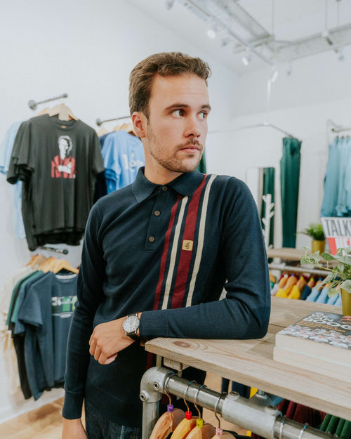 Gabicci Soda Long-Sleeve Polo - Navy