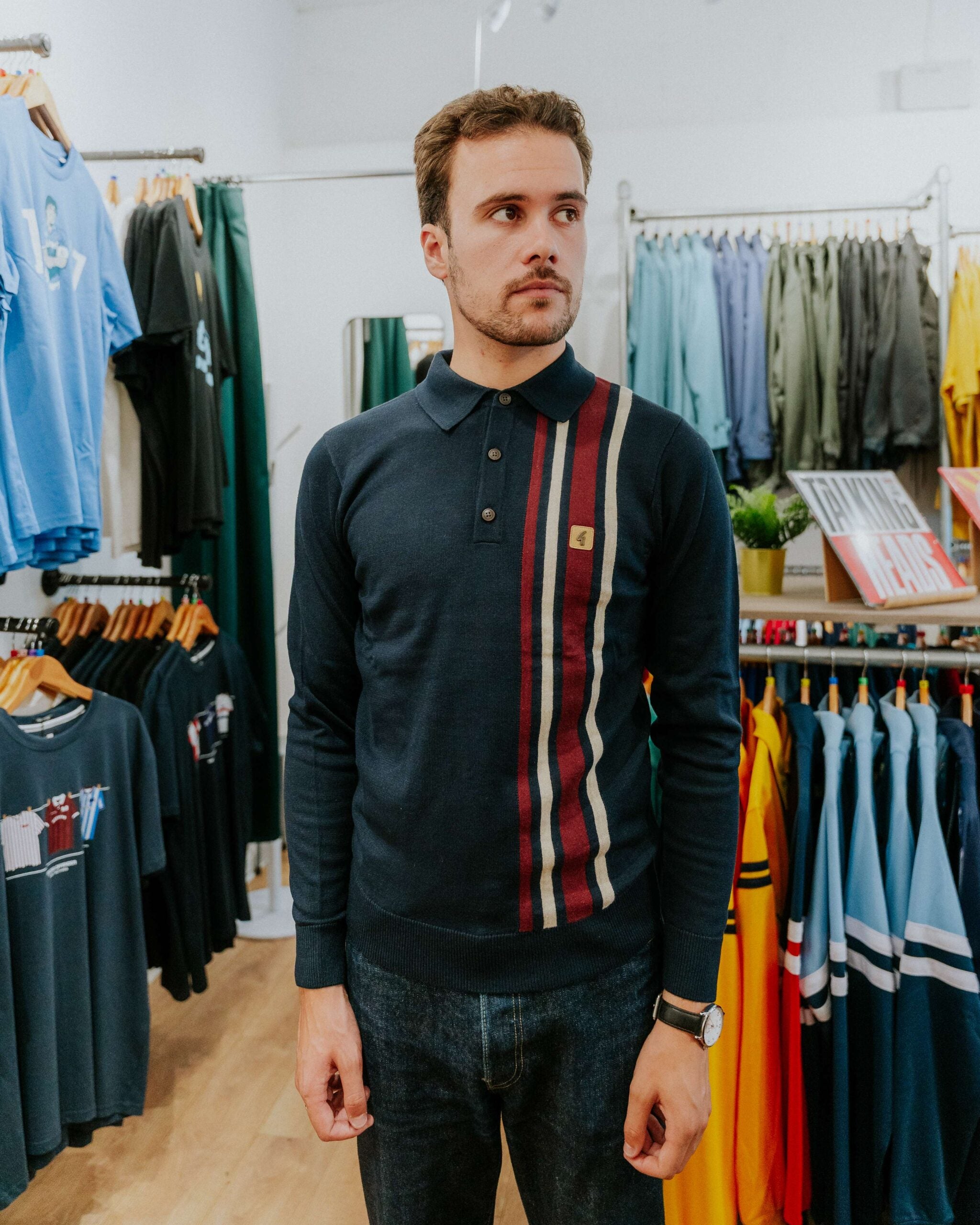 Gabicci Soda Long-Sleeve Polo - Navy