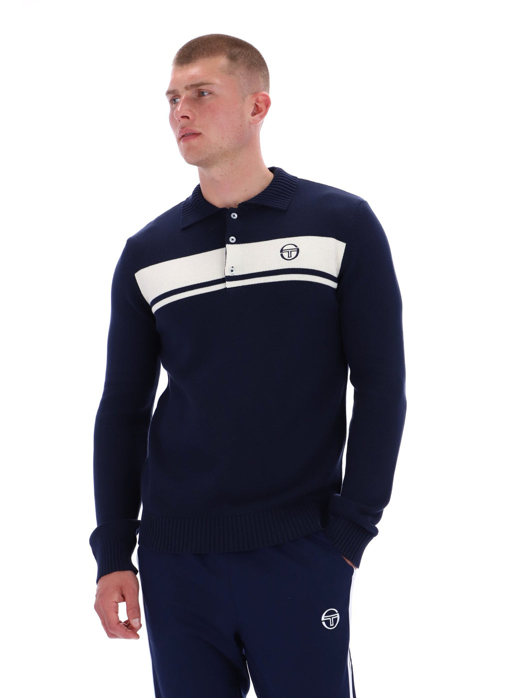 Sergio Tacchini Damarindo Knitted Polo - Navy/White