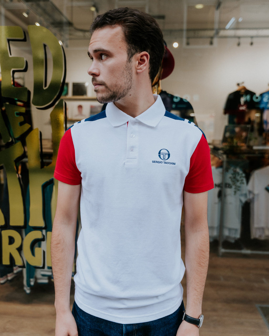 Sergio Tacchini Drive Polo Shirt - White/Red