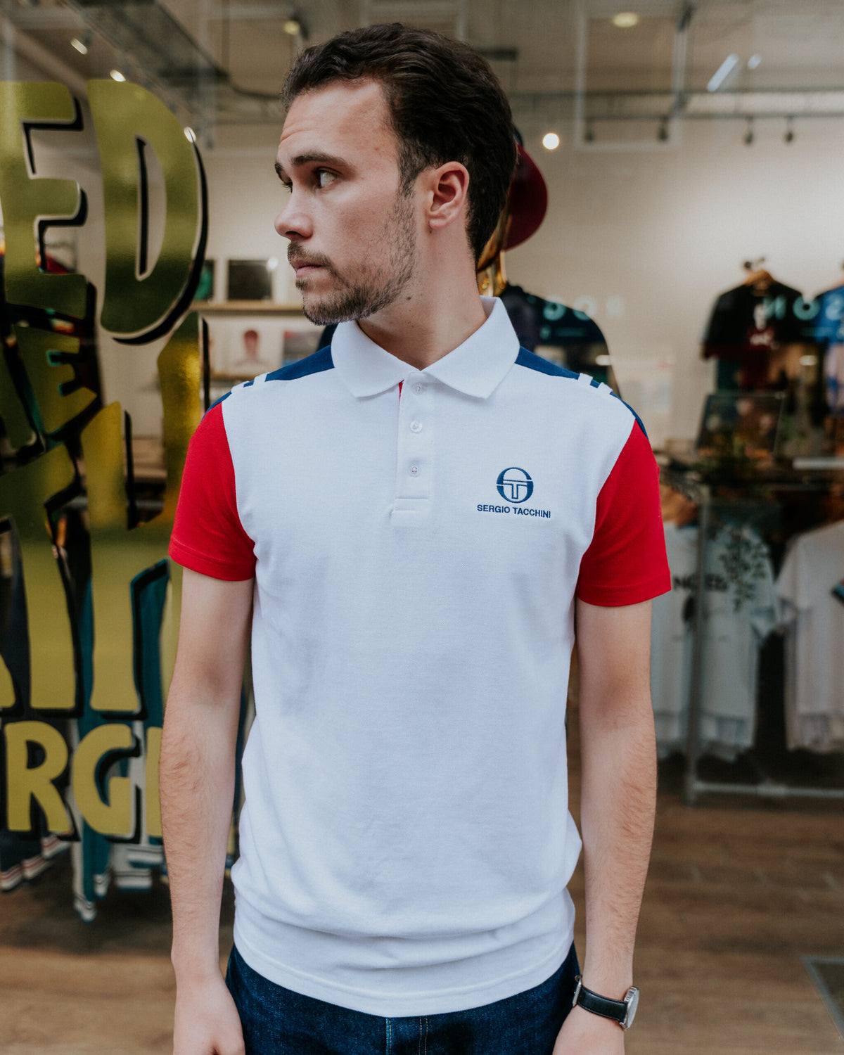 Sergio Tacchini Drive Polo Shirt - White/Red