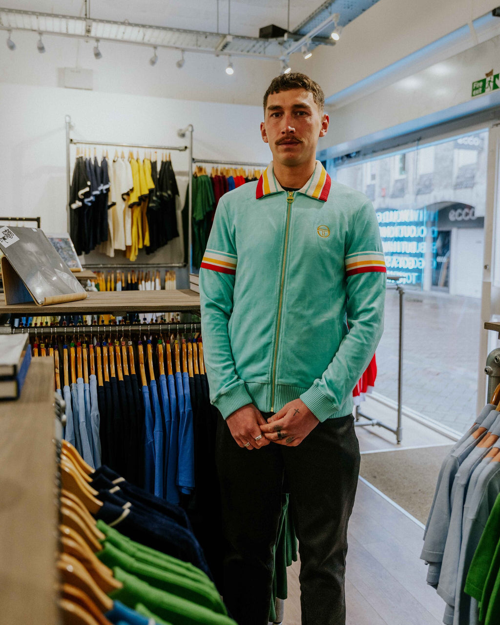 Sergio Tacchini Slice Velour Track Top - Teal