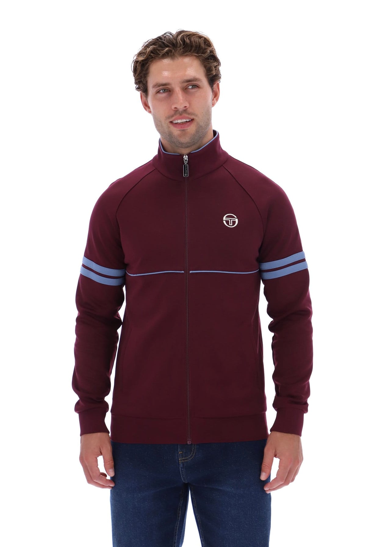 Sergio Tacchini Orion Track Top - Maroon/Sky Blue