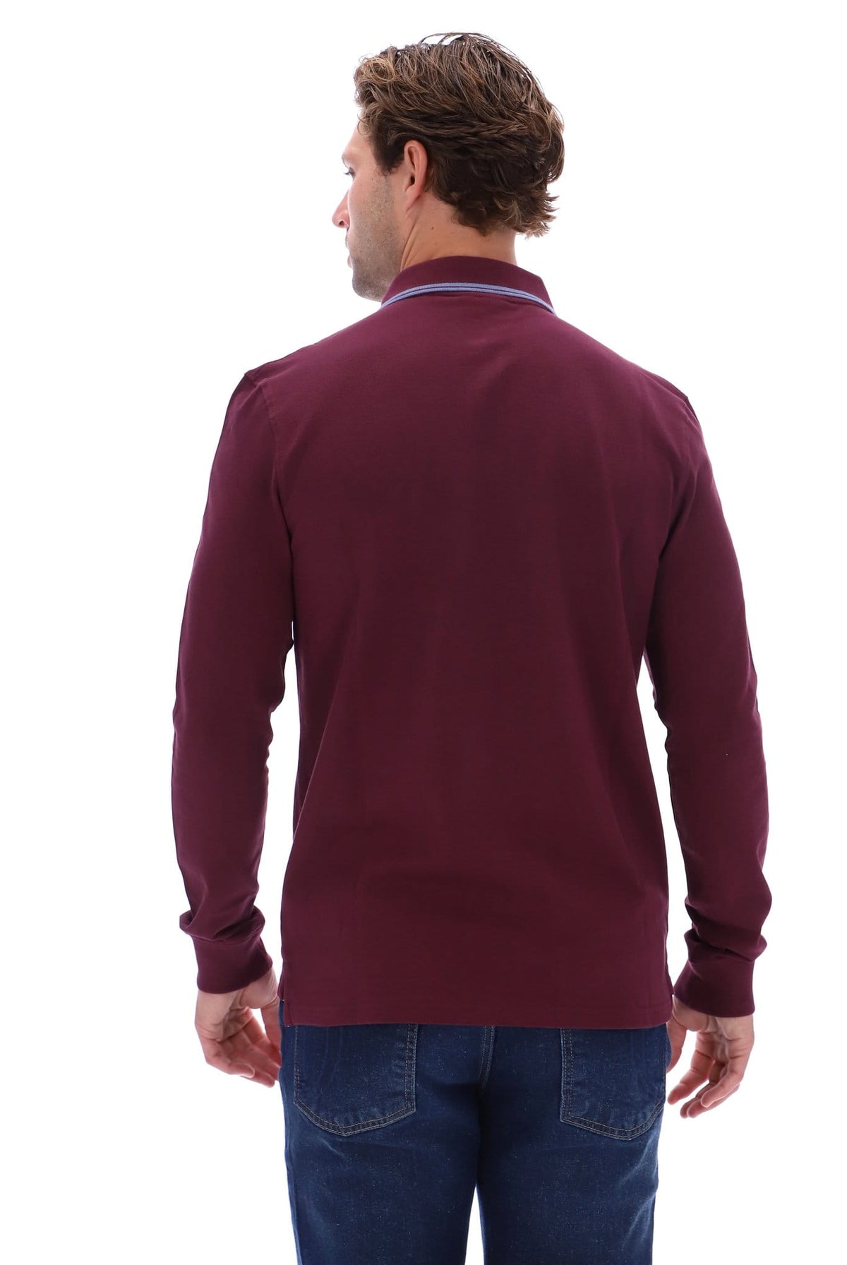 Sergio Tacchini 020 Long-Sleeved Polo - Maroon/Sky Blue