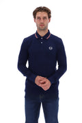 Sergio Tacchini 020 Long-Sleeved Polo - Navy/Mahogany Pink