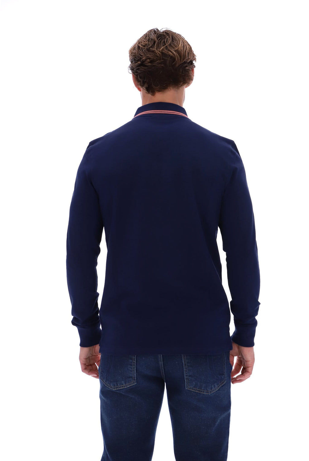 Sergio Tacchini 020 Long-Sleeved Polo - Navy/Mahogany Pink