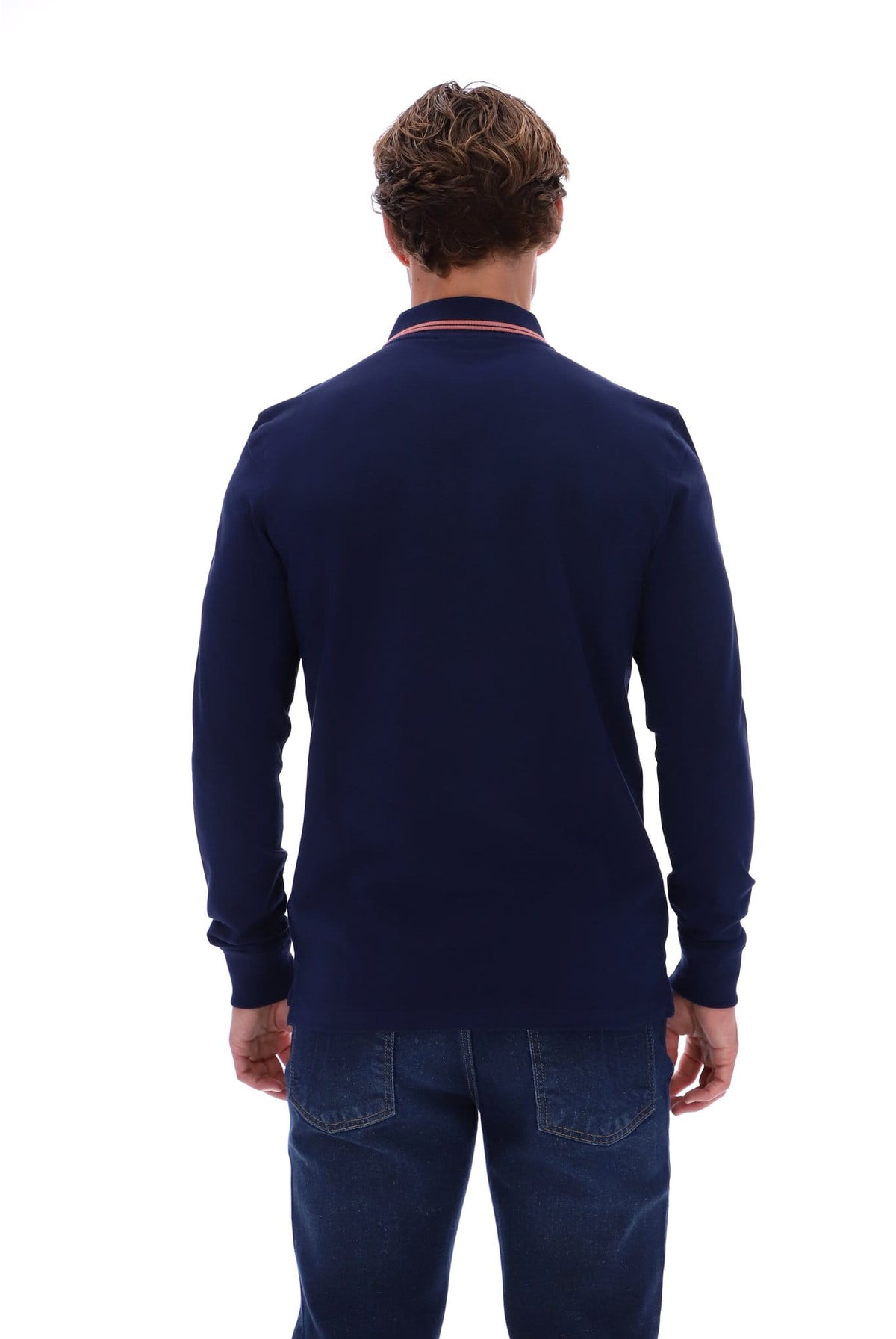 Sergio Tacchini 020 Long-Sleeved Polo - Navy/Mahogany Pink
