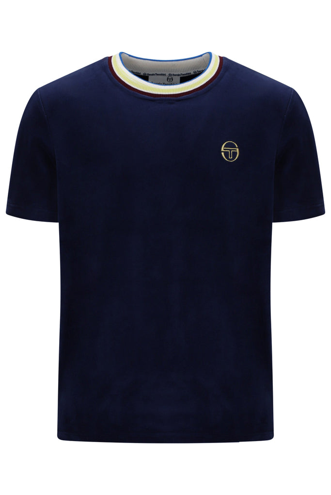 Sergio Tacchini Fino Velour Tee - Navy