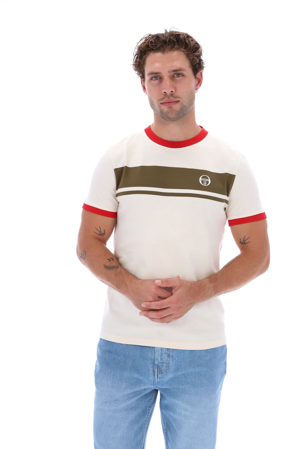 Sergio Tacchini Master Tee - White/Olive/Red