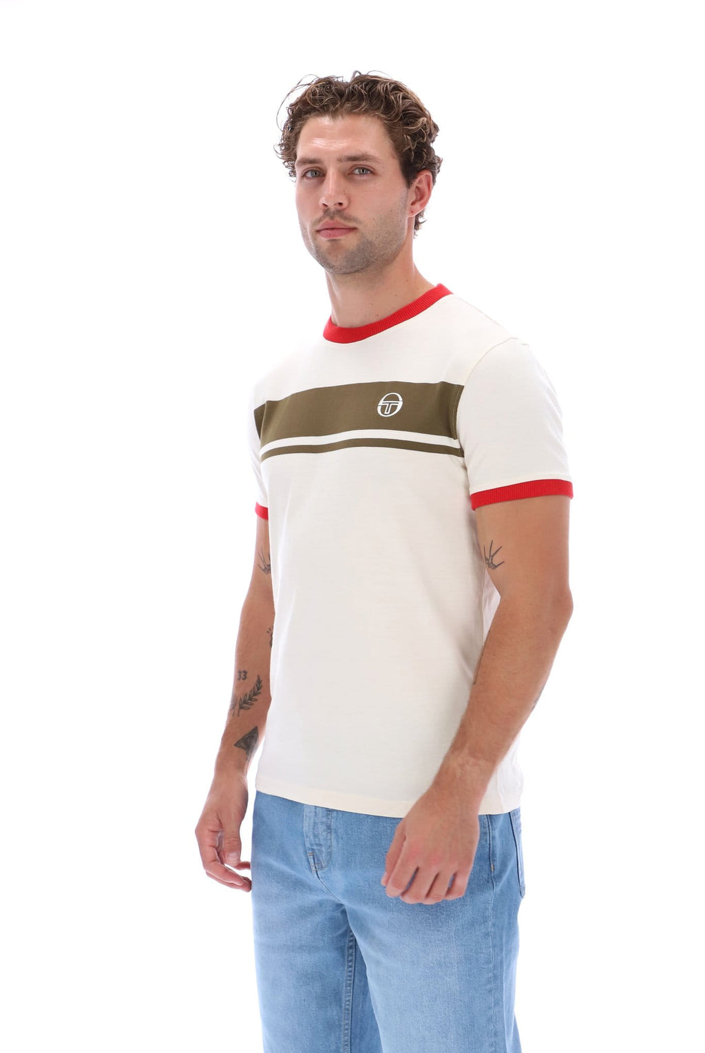 Sergio Tacchini Master Tee - White/Olive/Red