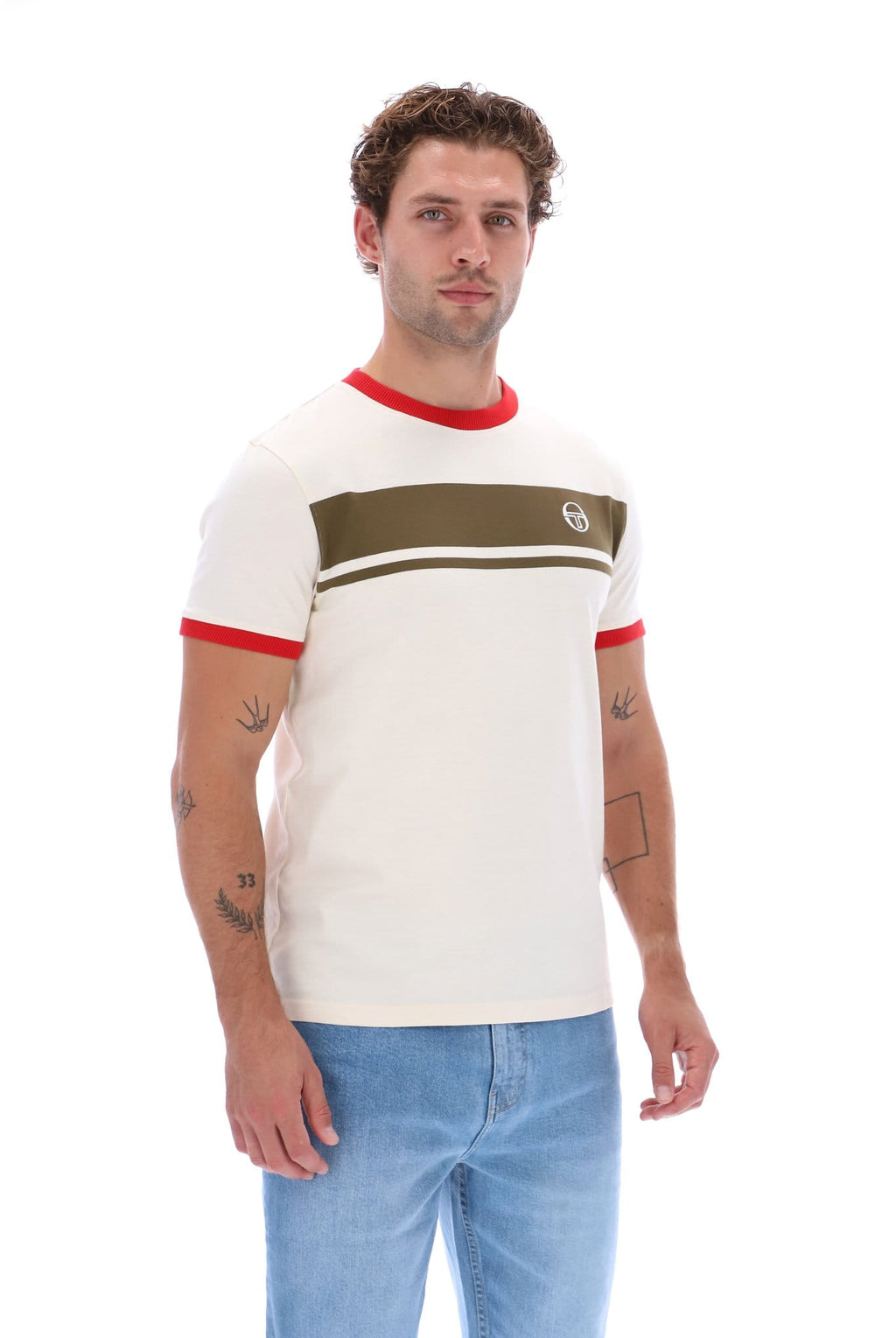 Sergio Tacchini Master Tee - White/Olive/Red