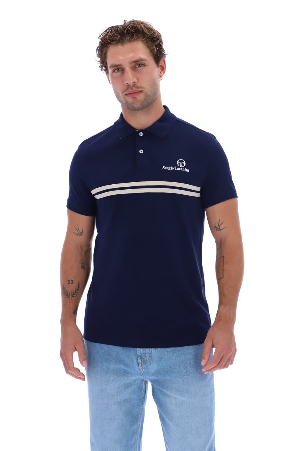 Sergio Tacchini New Supermac Polo - Navy/Peyote Grey