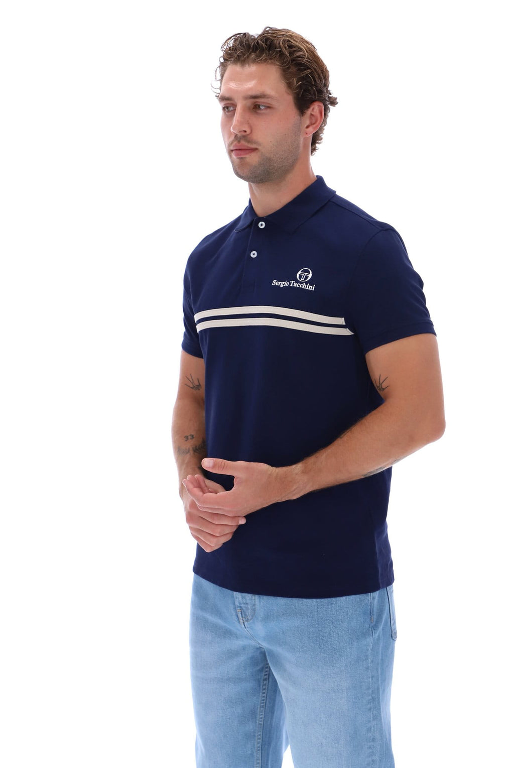 Sergio Tacchini New Supermac Polo - Navy/Peyote Grey