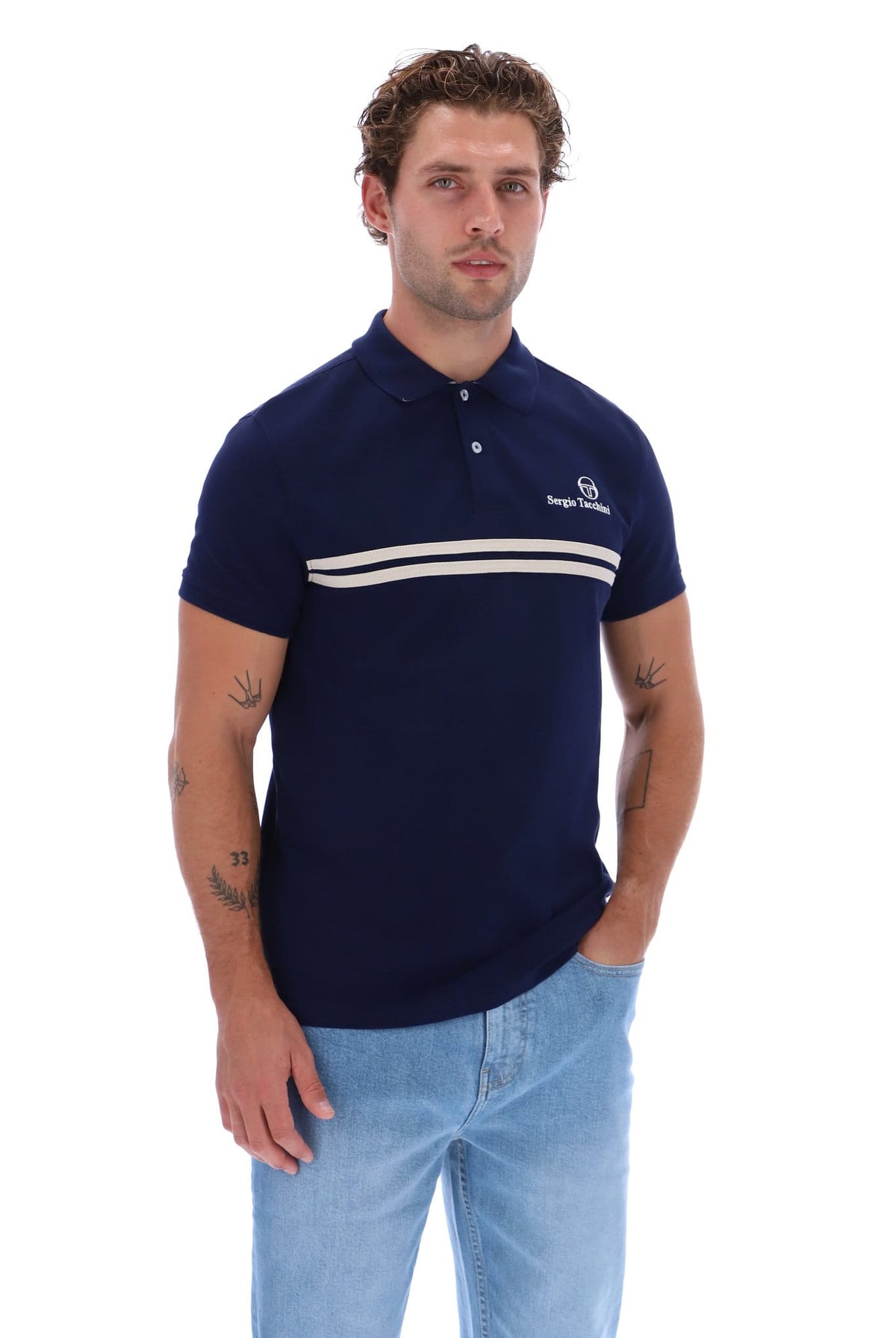 Sergio Tacchini New Supermac Polo - Navy/Peyote Grey