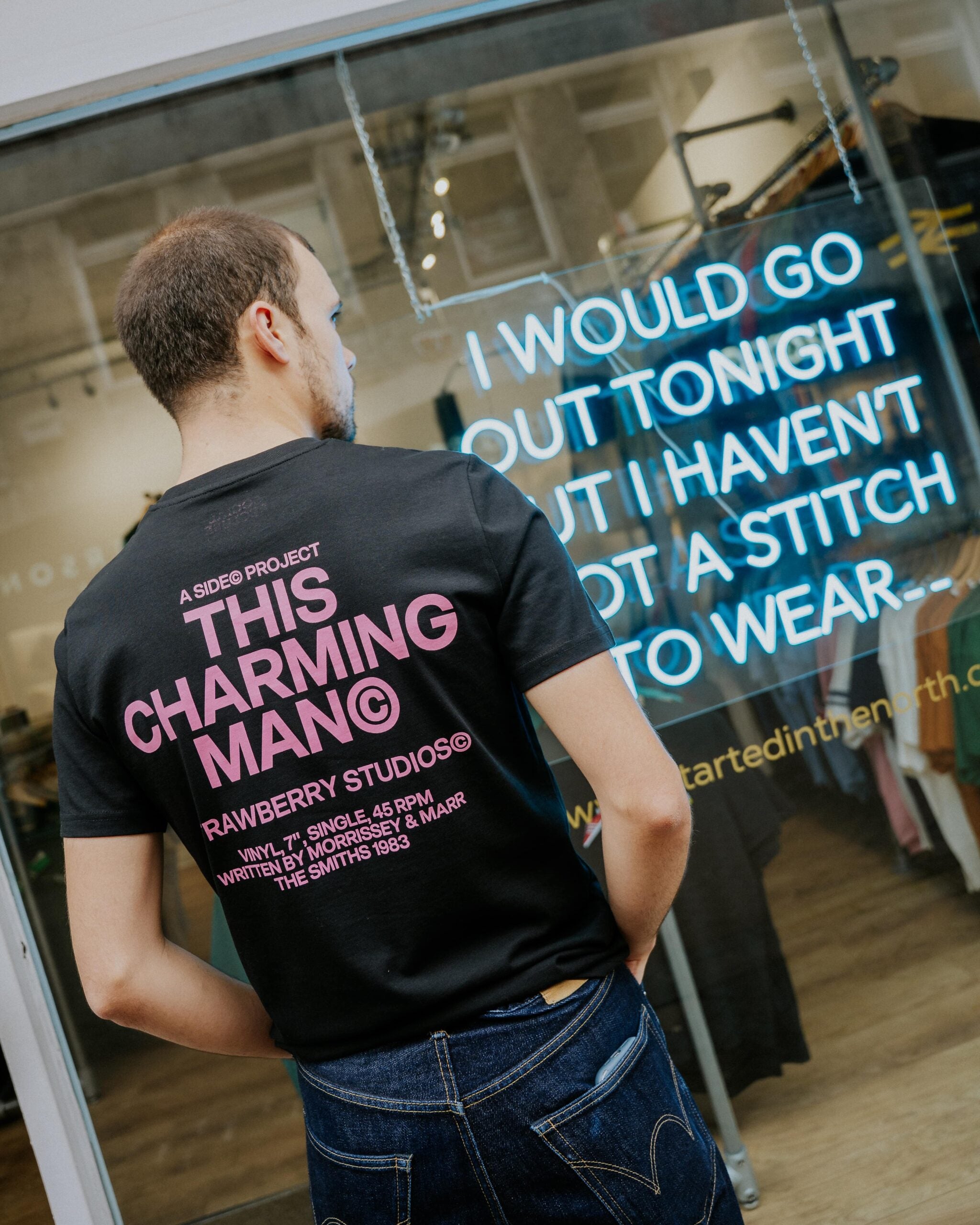 Social Recluse This Charming Man T-Shirt - Black/Pink