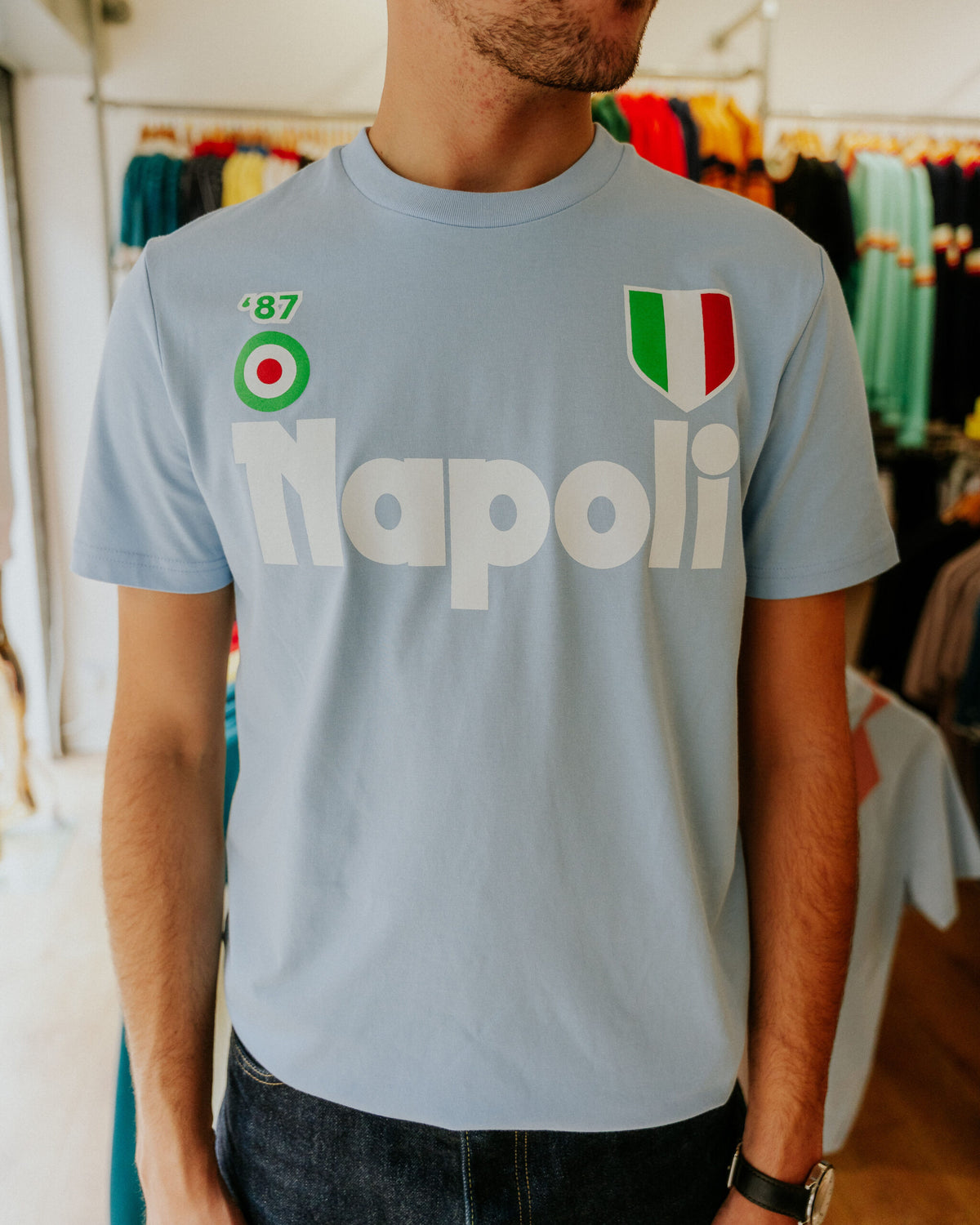 The North Curve Napoli '87 Tee - Sky Blue