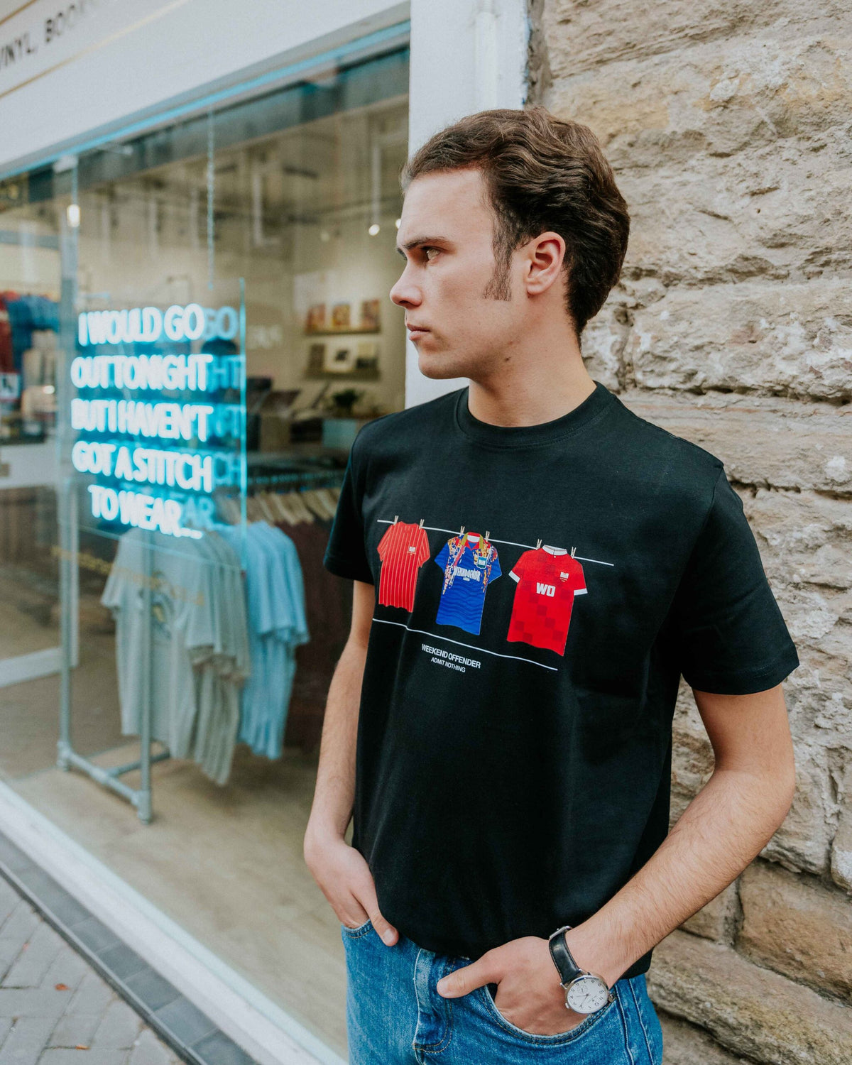 Weekend Offender Aberdeen Washing Line Tee - Black