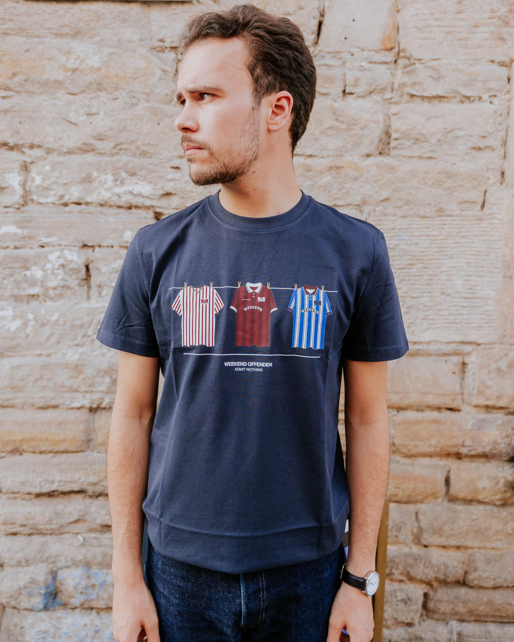 Weekend Offender Hearts Washing Line Tee - Navy
