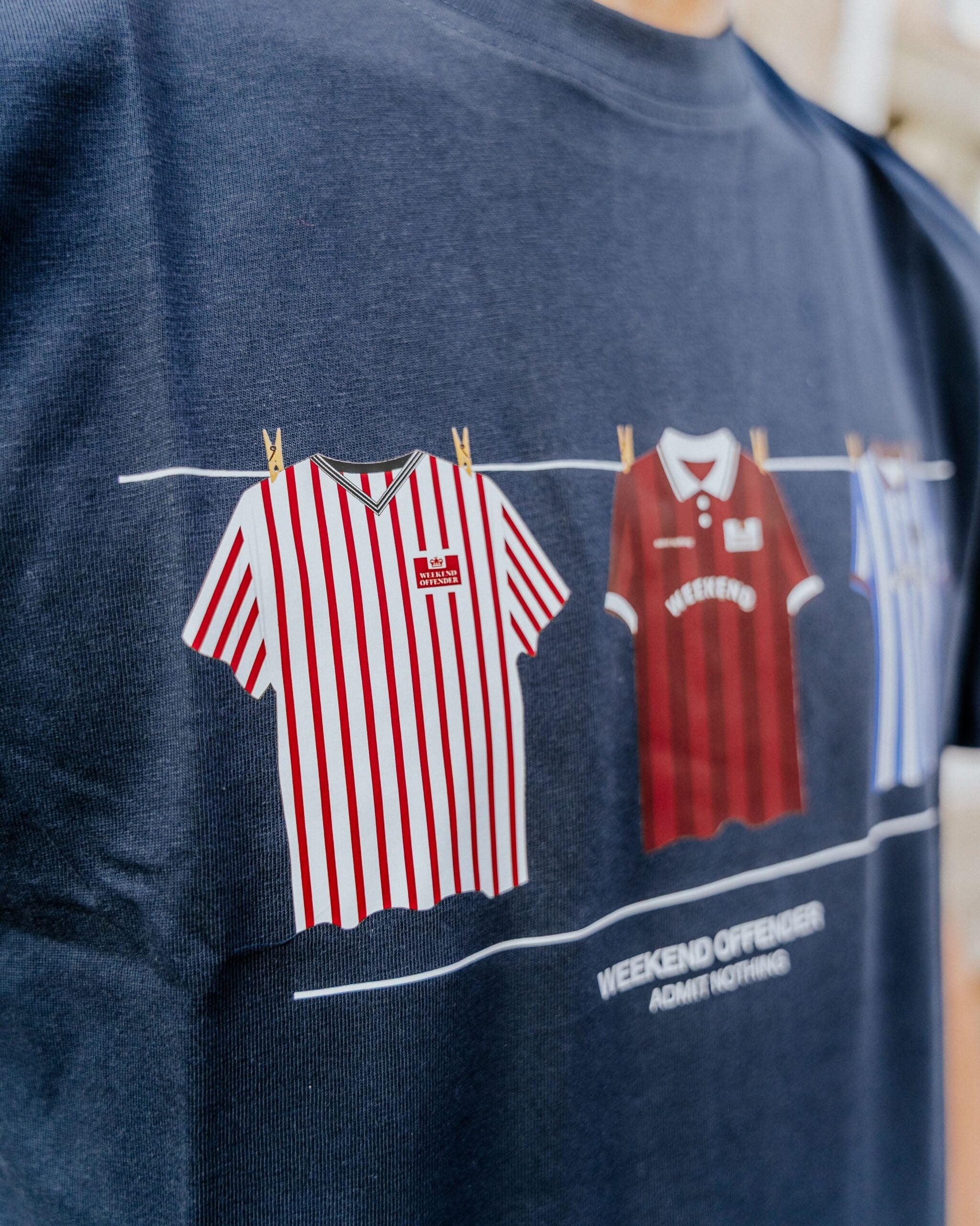 Weekend Offender Hearts Washing Line Tee - Navy