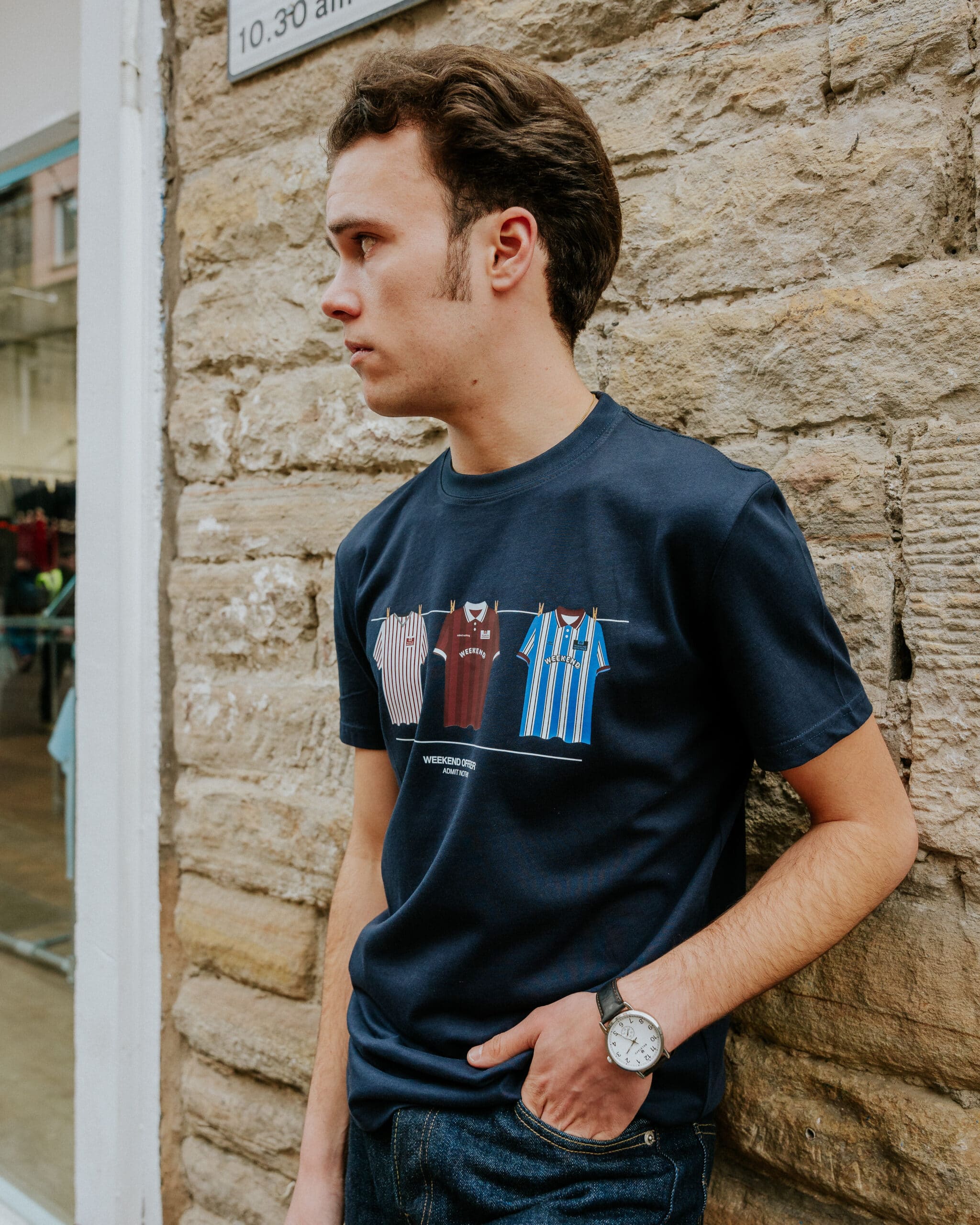 Weekend Offender Hearts Washing Line Tee - Navy