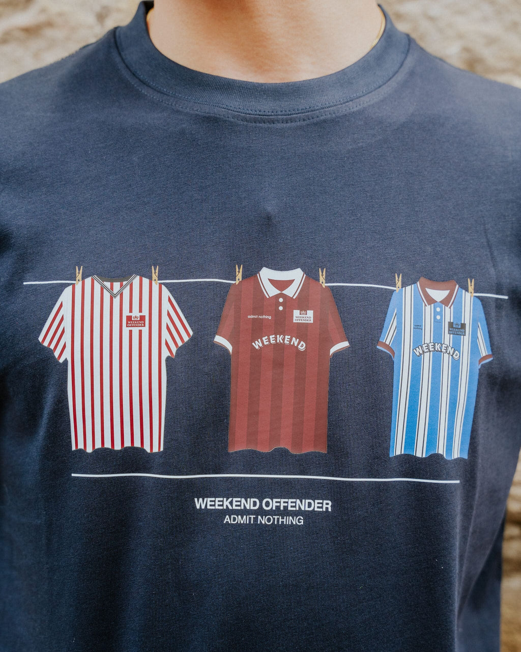 Weekend Offender Hearts Washing Line Tee - Navy
