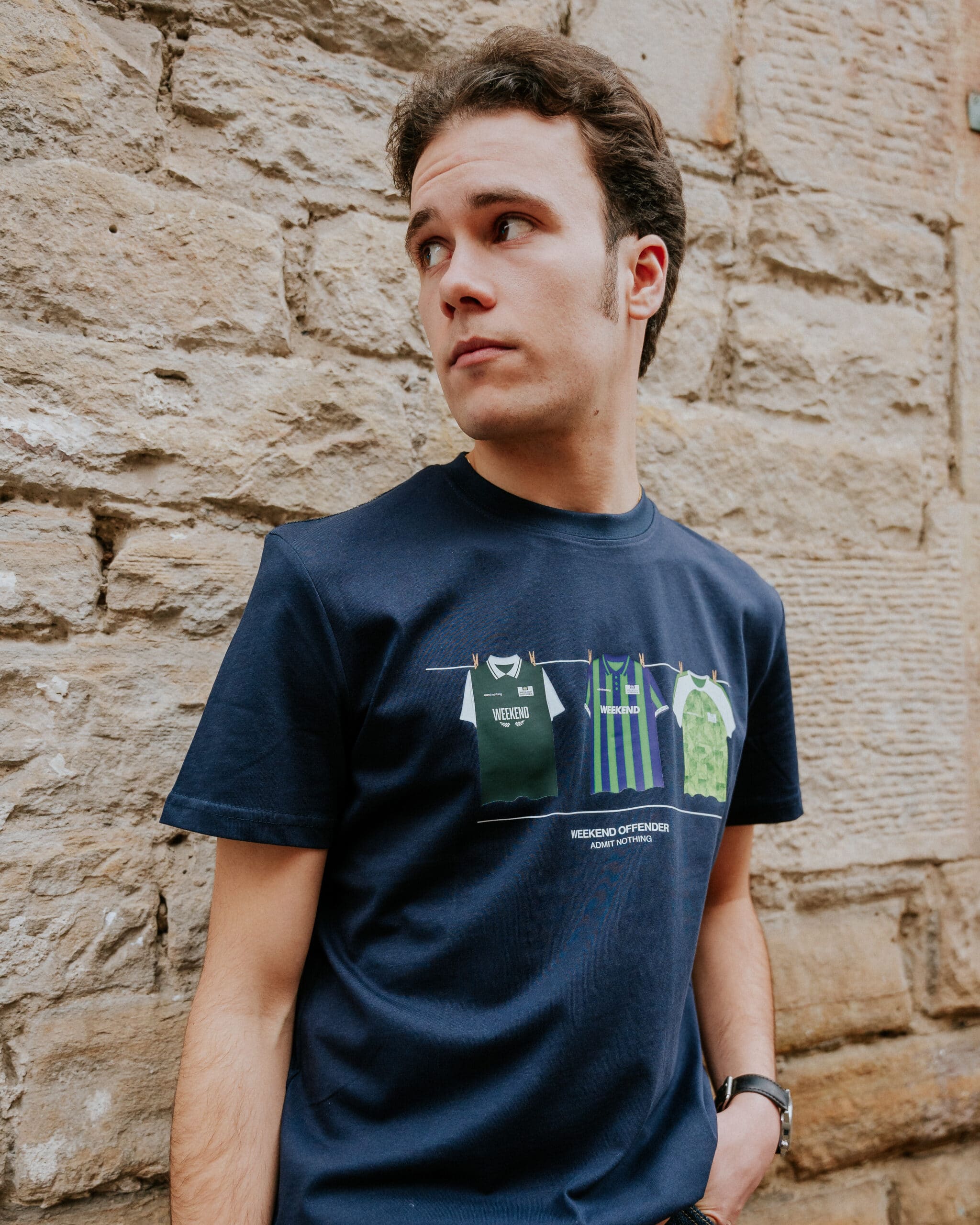 Weekend Offender Hibs Washing Line Tee - Navy