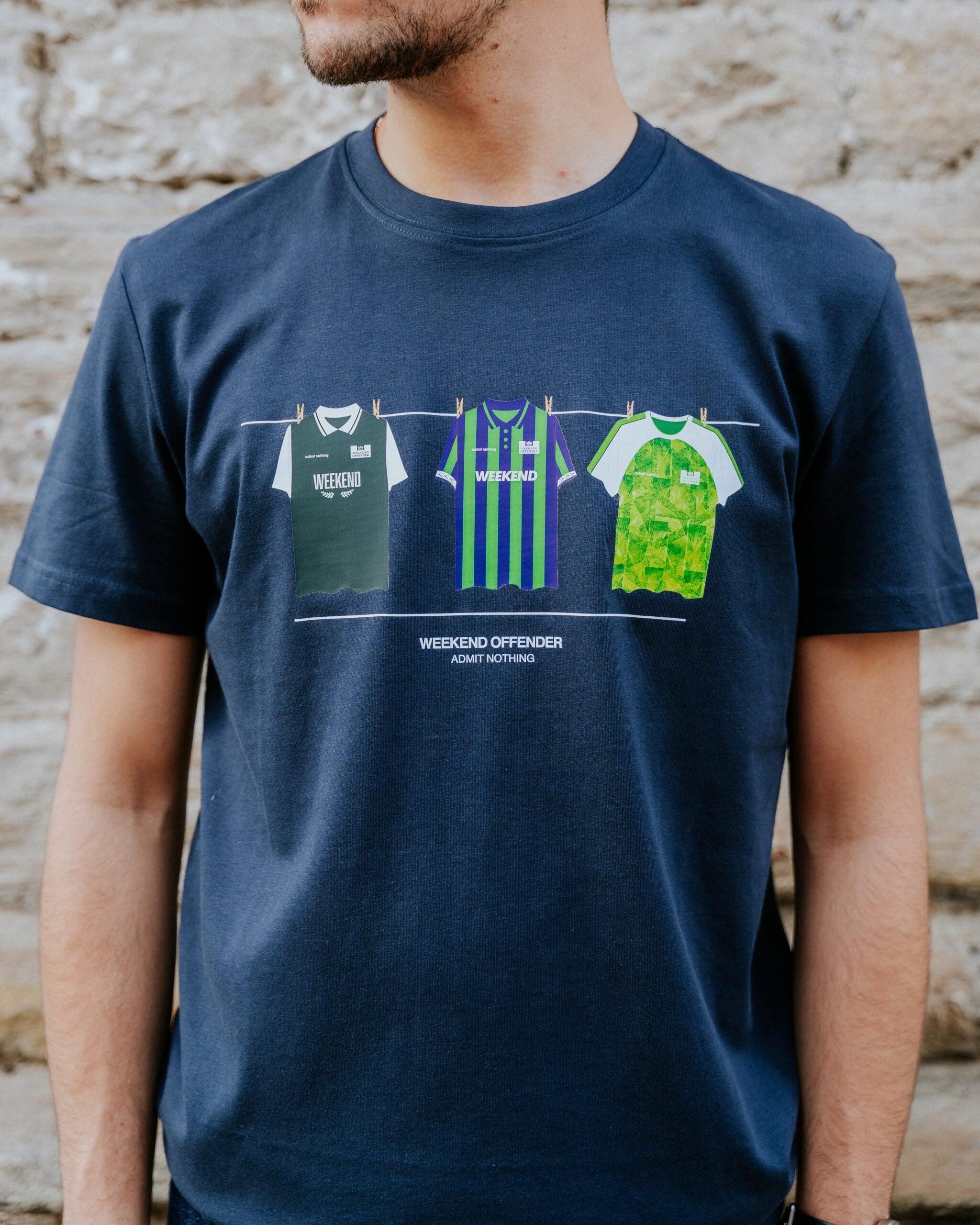 Weekend Offender Hibs Washing Line Tee - Navy