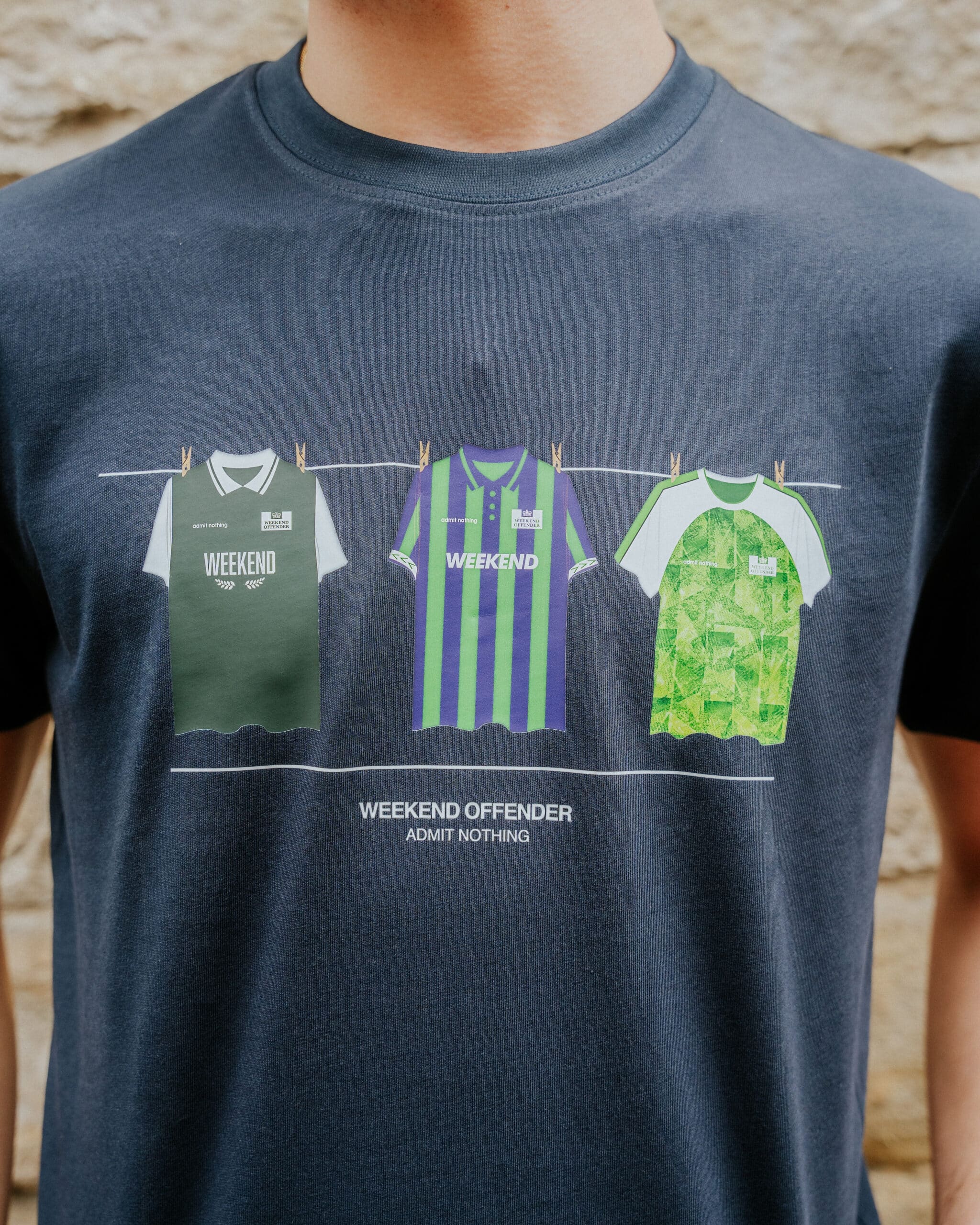 Weekend Offender Hibs Washing Line Tee - Navy